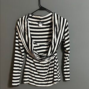 VENUS Black and White Striped Women's Top